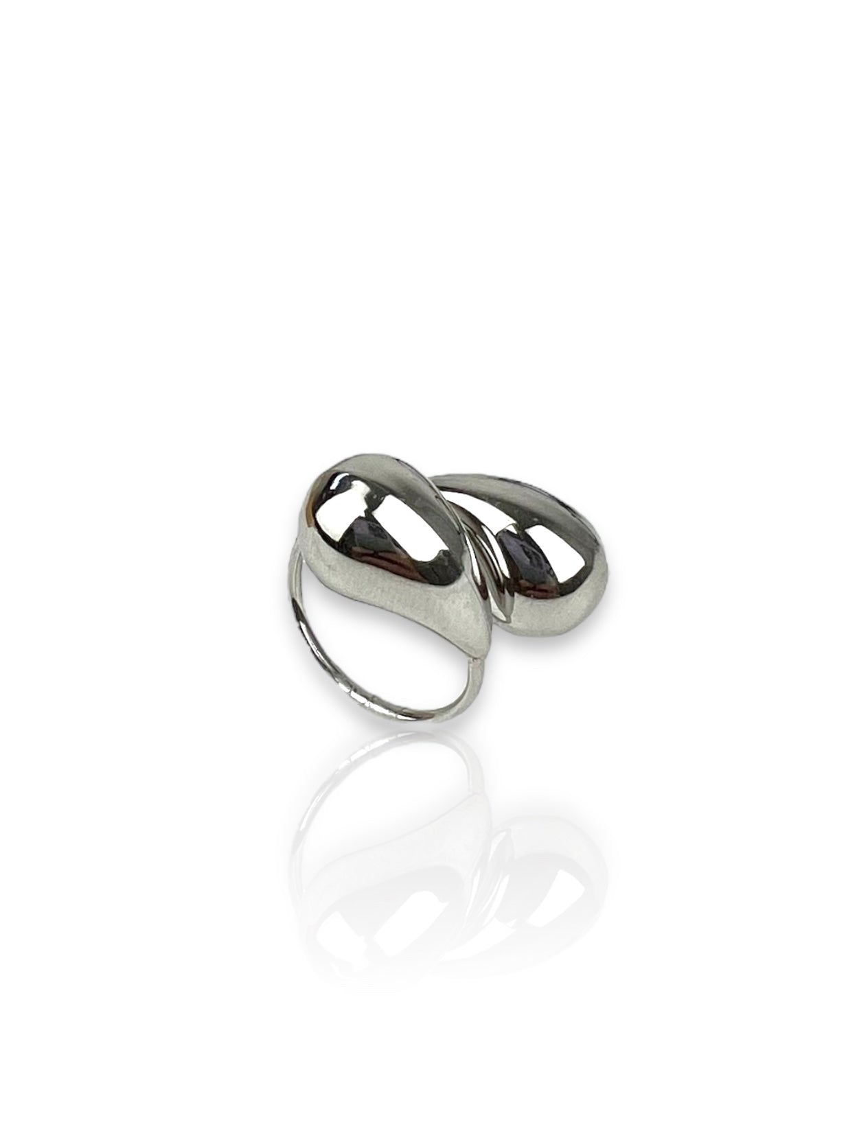 Silver plated double drop ring