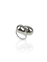 Silver plated double drop ring