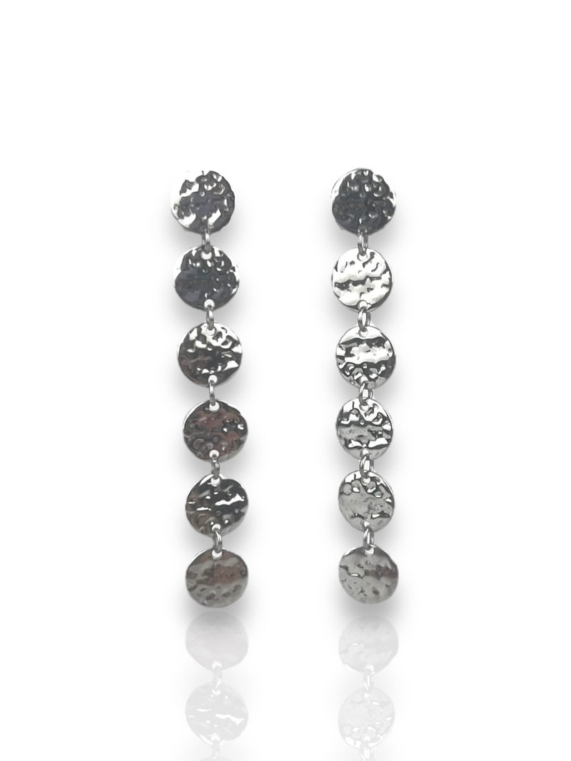 Silver plated circles cascade earrings