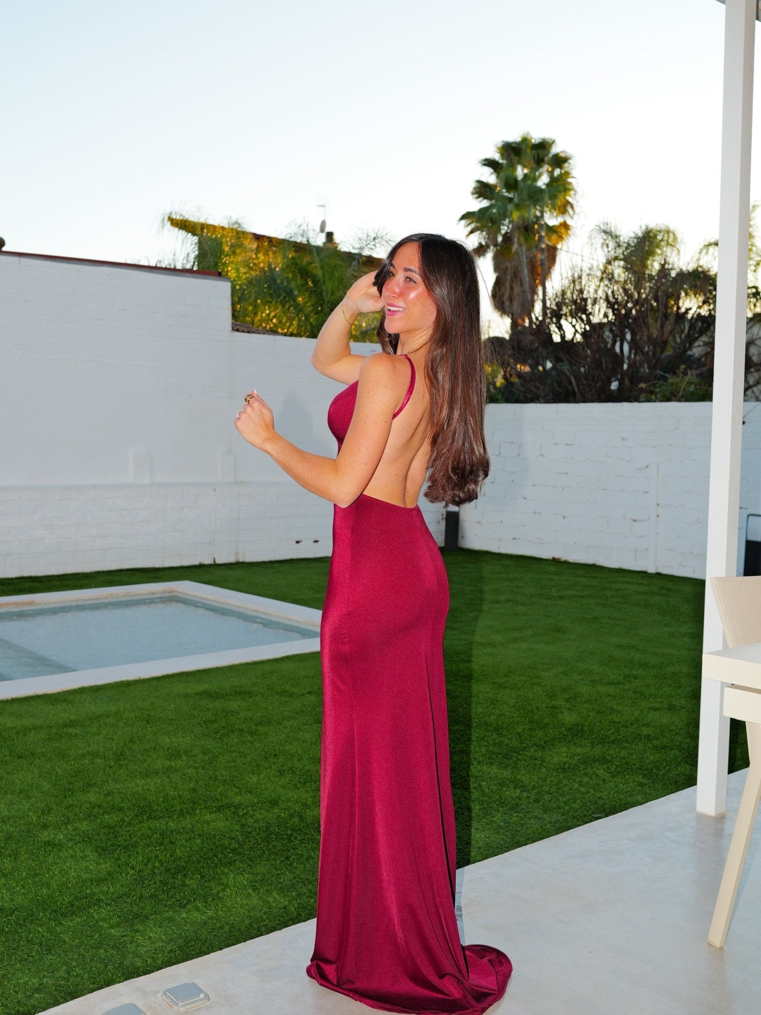 Burgundy open-back dress - SORELLAS