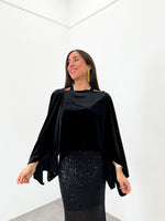 Black velvet cape shawl