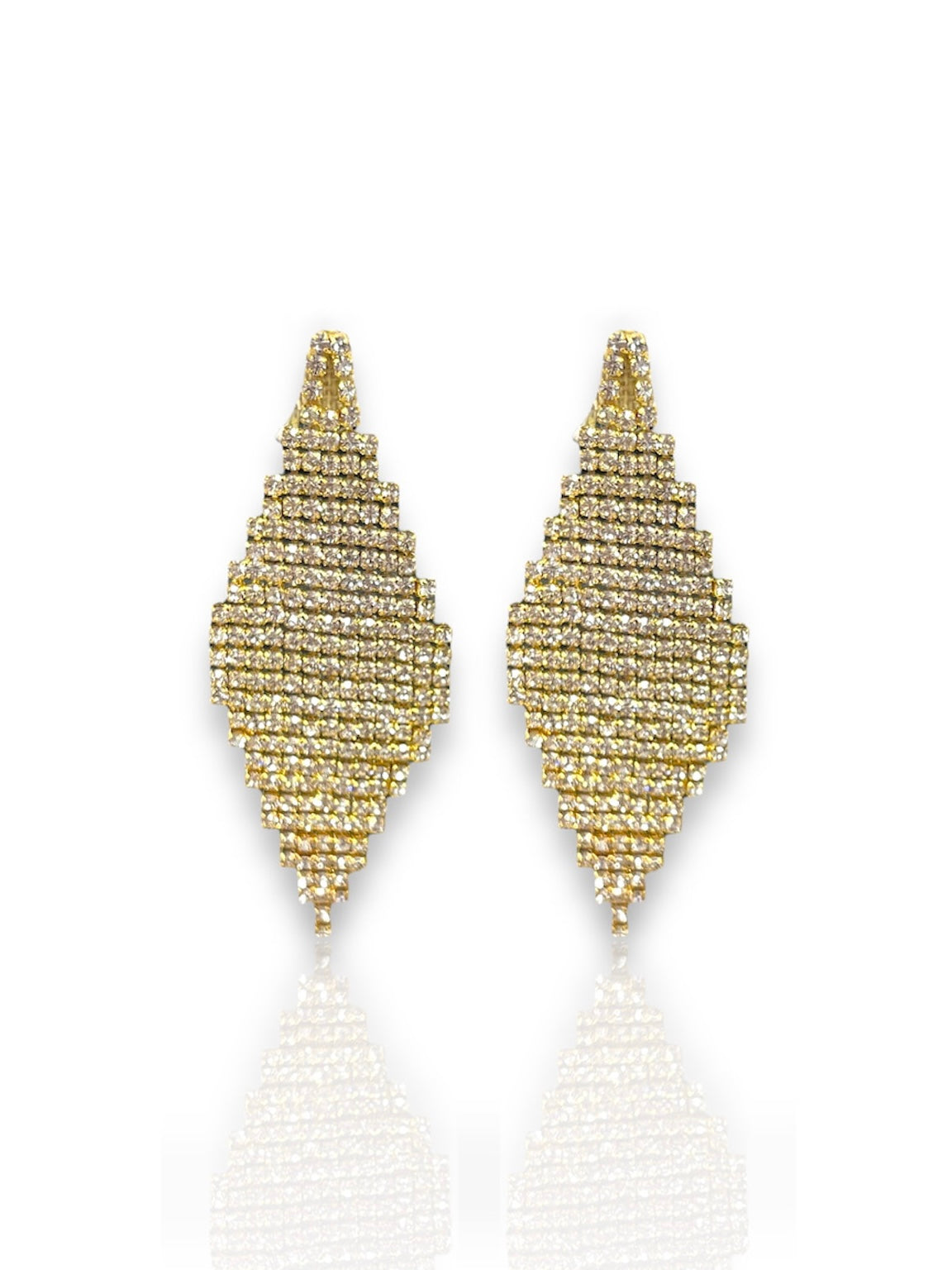 Gold glitter diamond earrings