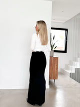 Long black gathered skirt