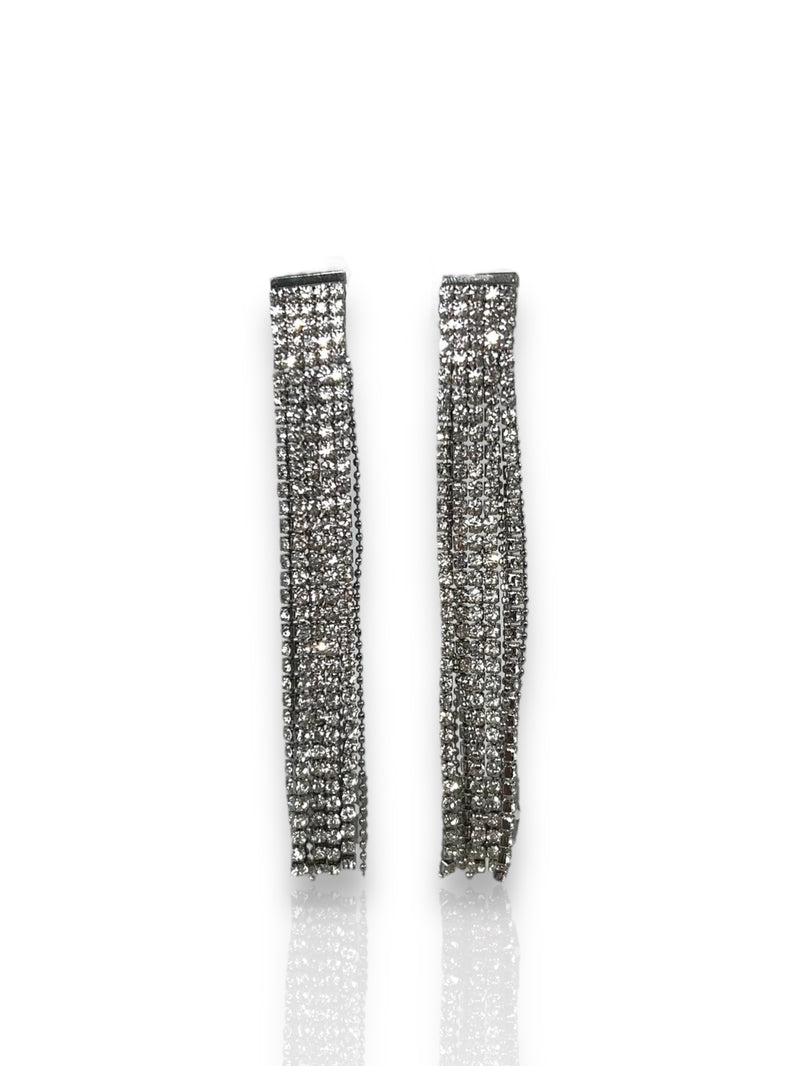 Silver plated long cascade earrings