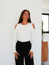 Sweater white shoulder canale