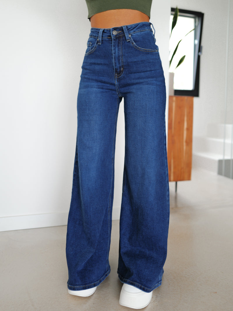 High rise bell bottom jeans