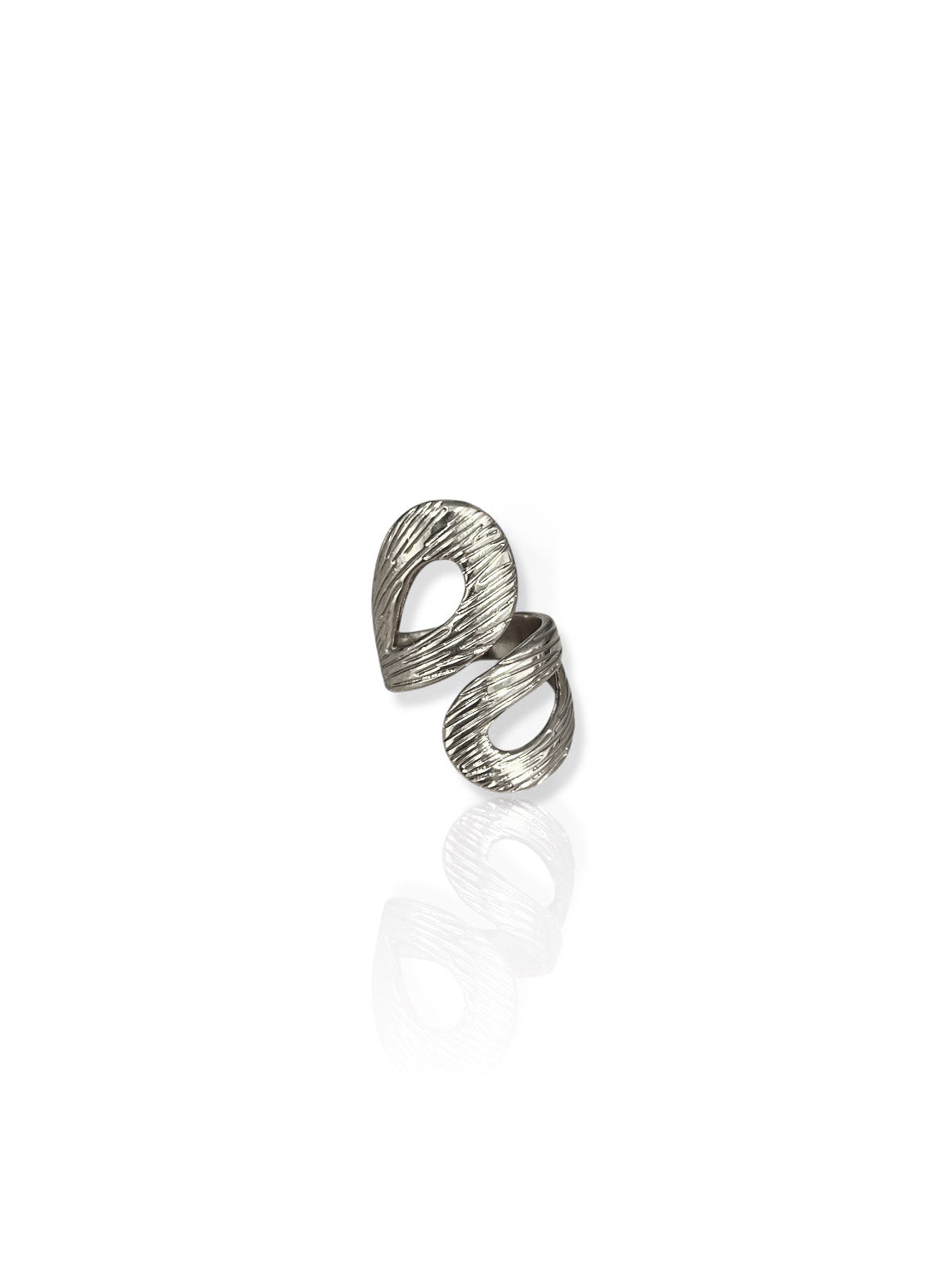 Silver plated intertwined petals ring