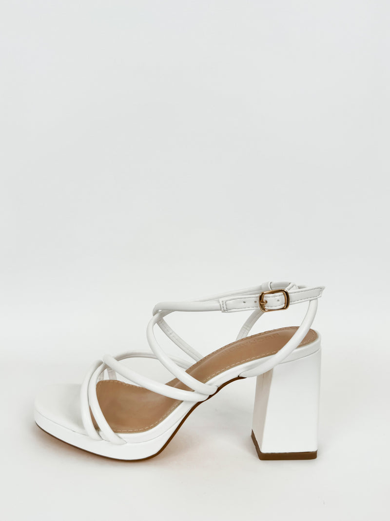 White interlaced platform sandal