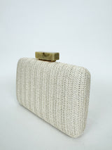 Beige raffia party clutch