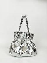 Silver pearl clutch bag