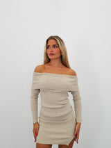 Beige knitted boat dress