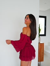 Romantic burgundy mini jumpsuit