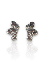 Silver plated half leaf earrings