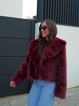 Burgundy lapel fur jacket