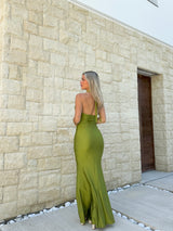 Olive long cascade dress