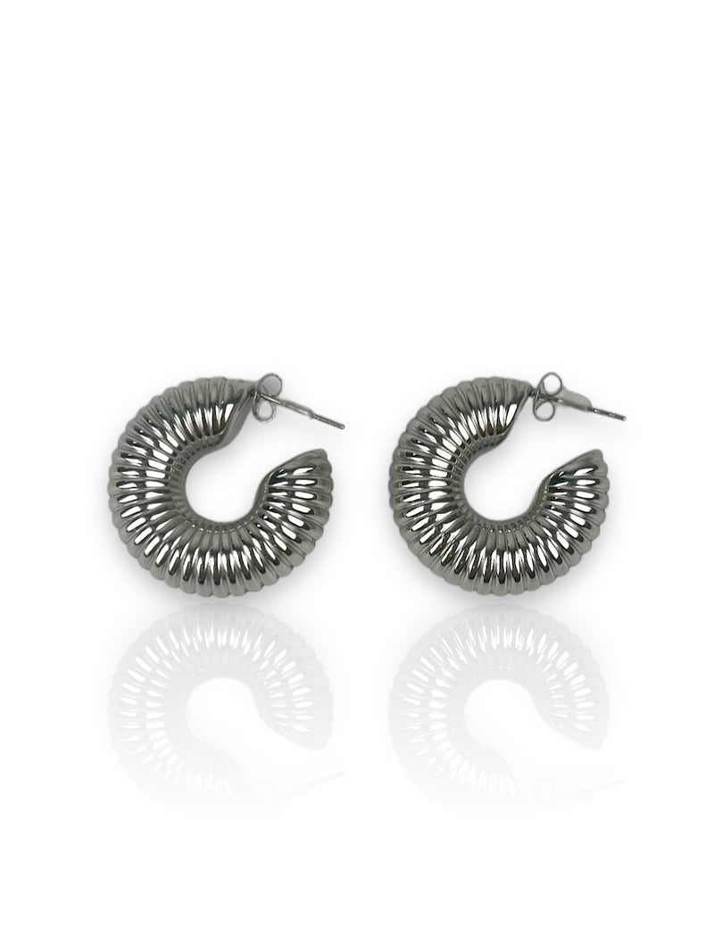 Silver plated thick hoop earrings