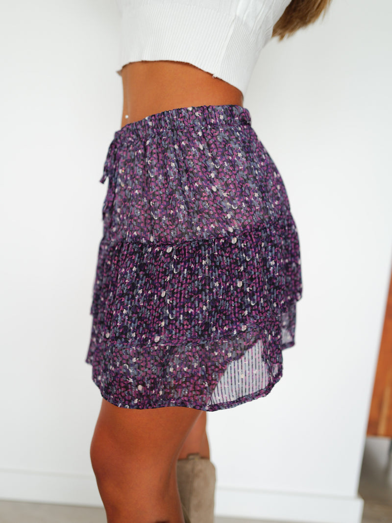 Lilac ruffled mini bow skirt