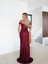 Corset dress burgundy glitter sleeves