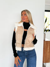 Beige double face vest