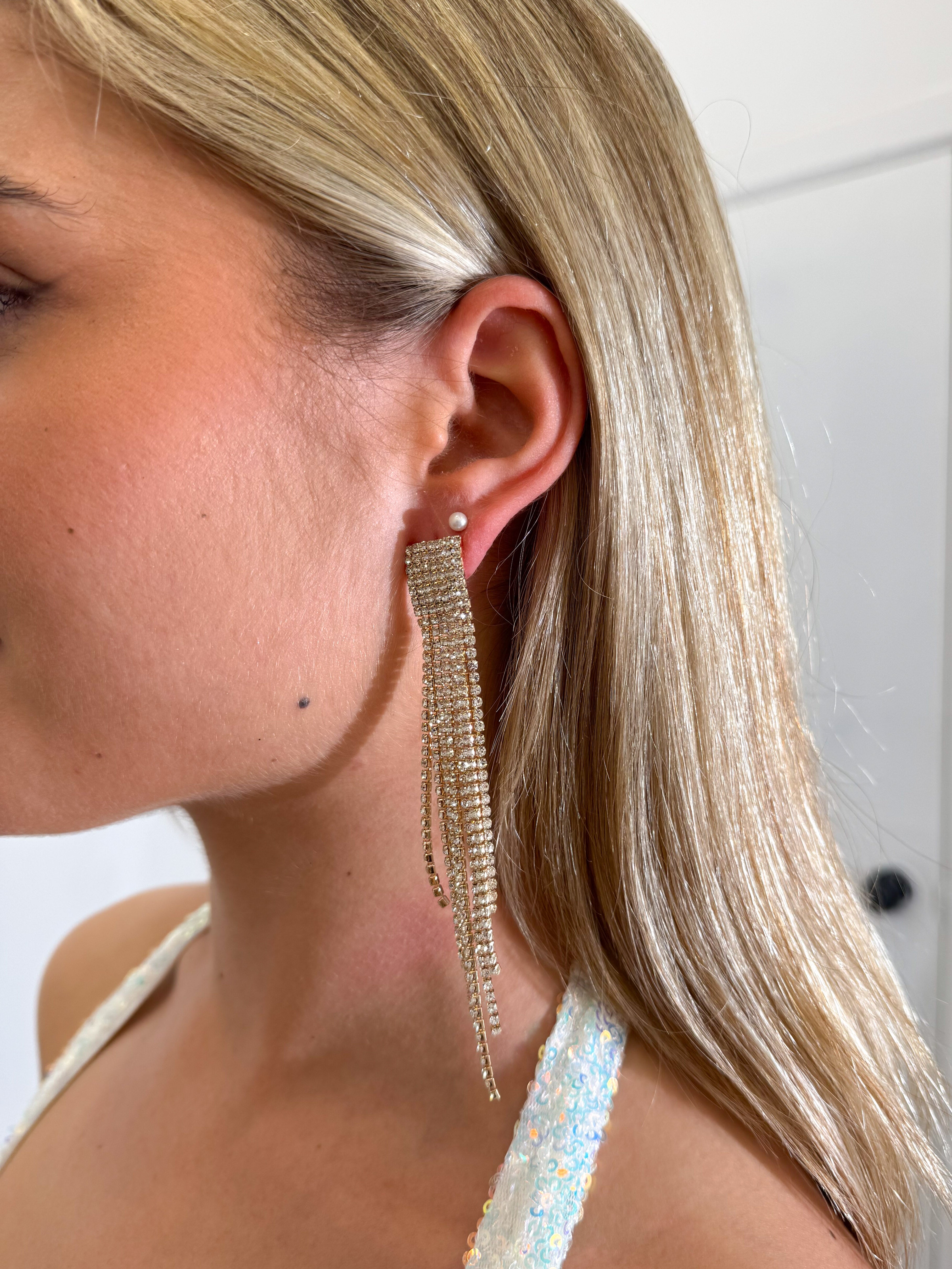 Gold glitter cascade earrings