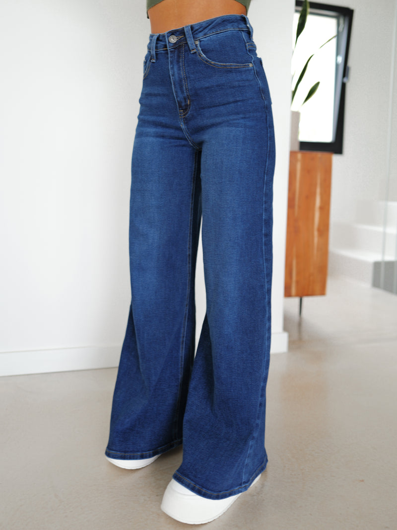 High rise bell bottom jeans