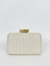 Beige raffia party clutch