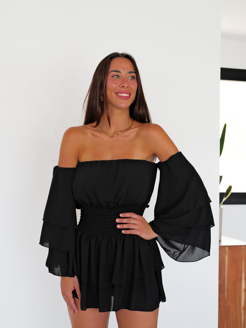 Black romantic mini jumpsuit