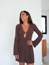 Mini peak dress with chocolate detail