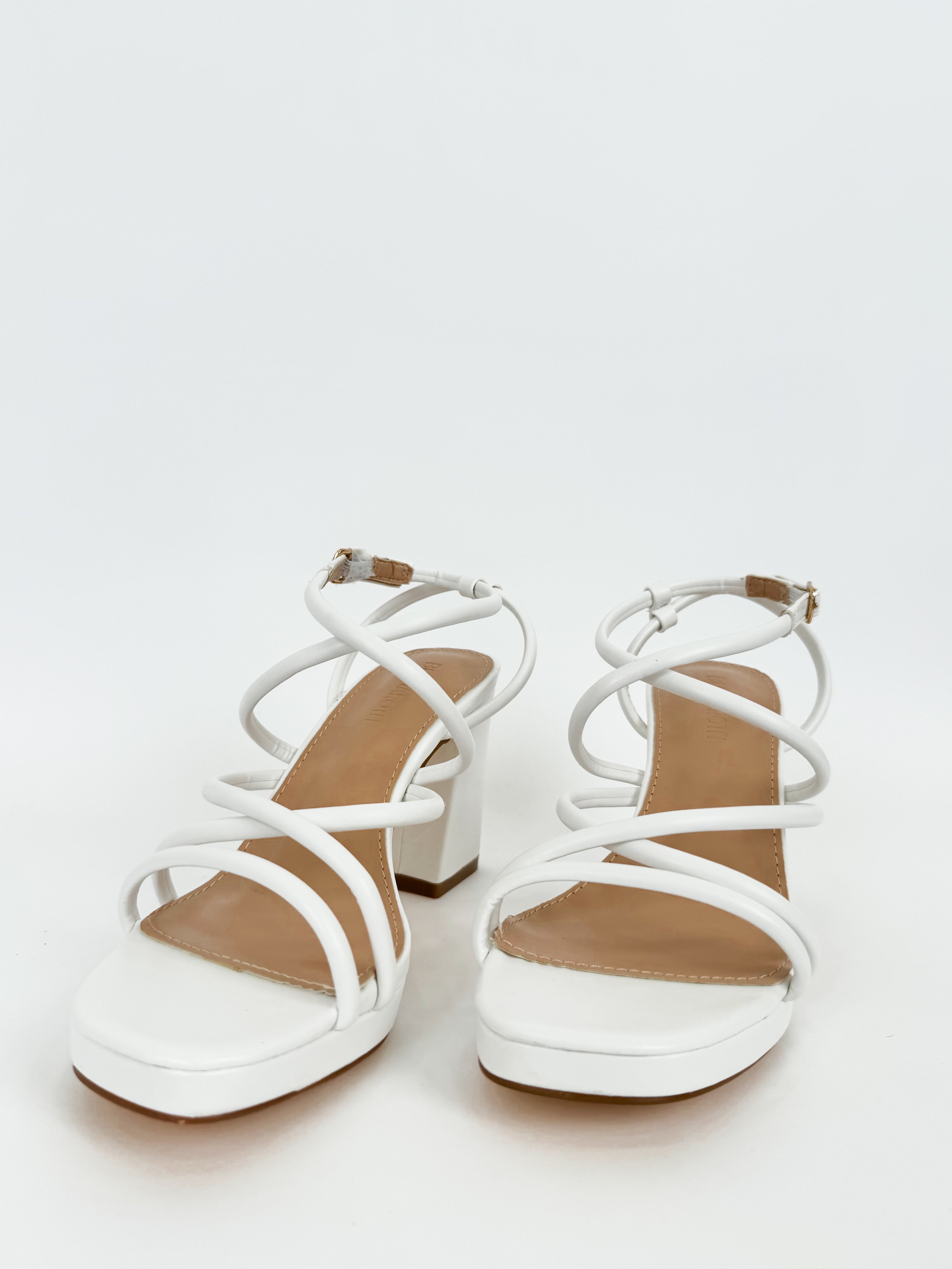 White interlaced platform sandal