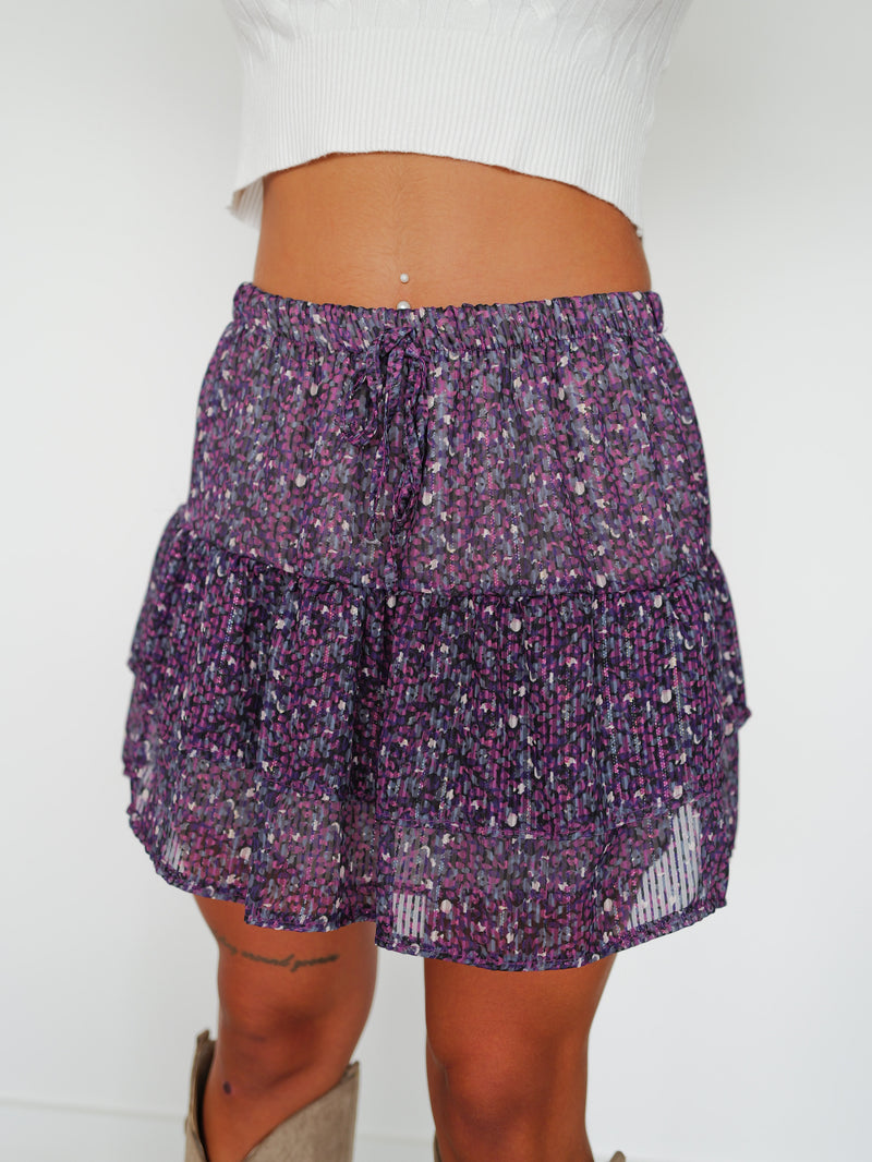 Lilac ruffled mini bow skirt