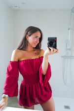 Romantic burgundy mini jumpsuit