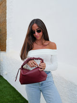 Burgundy leather shoulder bag