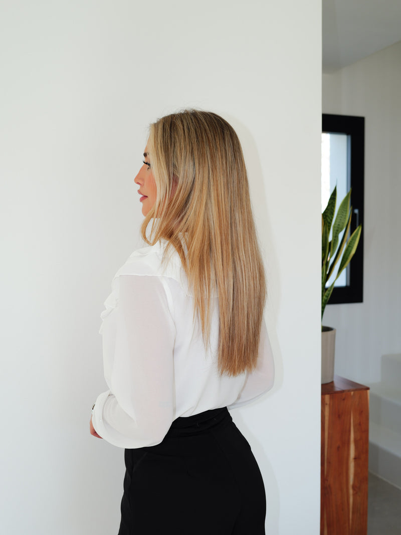 Romantic white lace blouse