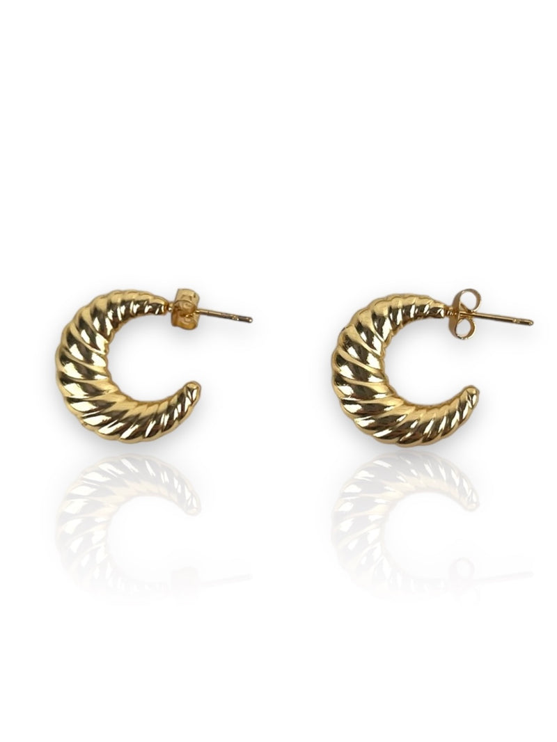 Gold plated half moon intertwined earrings