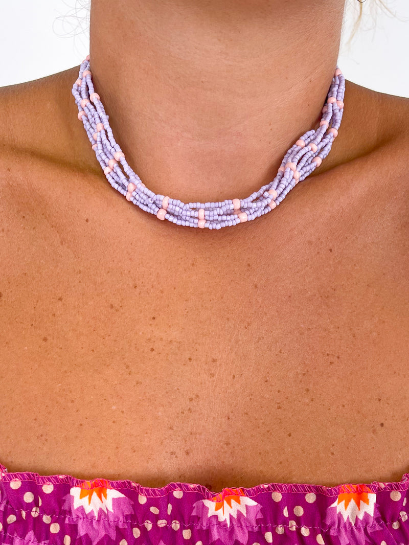 Multi lilac pearl necklace