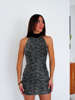 Mini dress silver halter texture