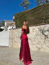 Burgundy satin whale dress