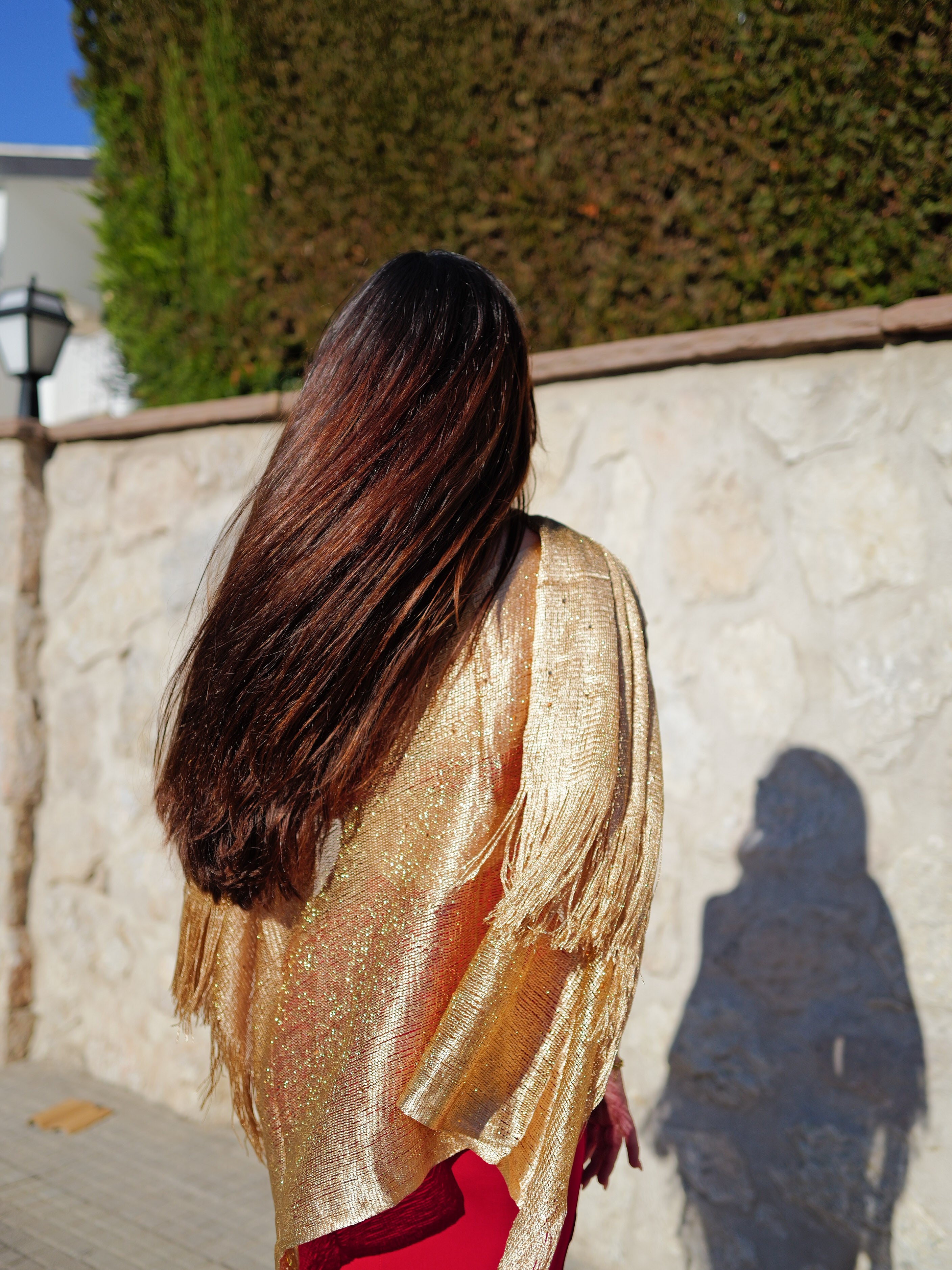 Metallic gold glitter shawl