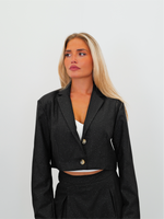 Black cropped blazer set