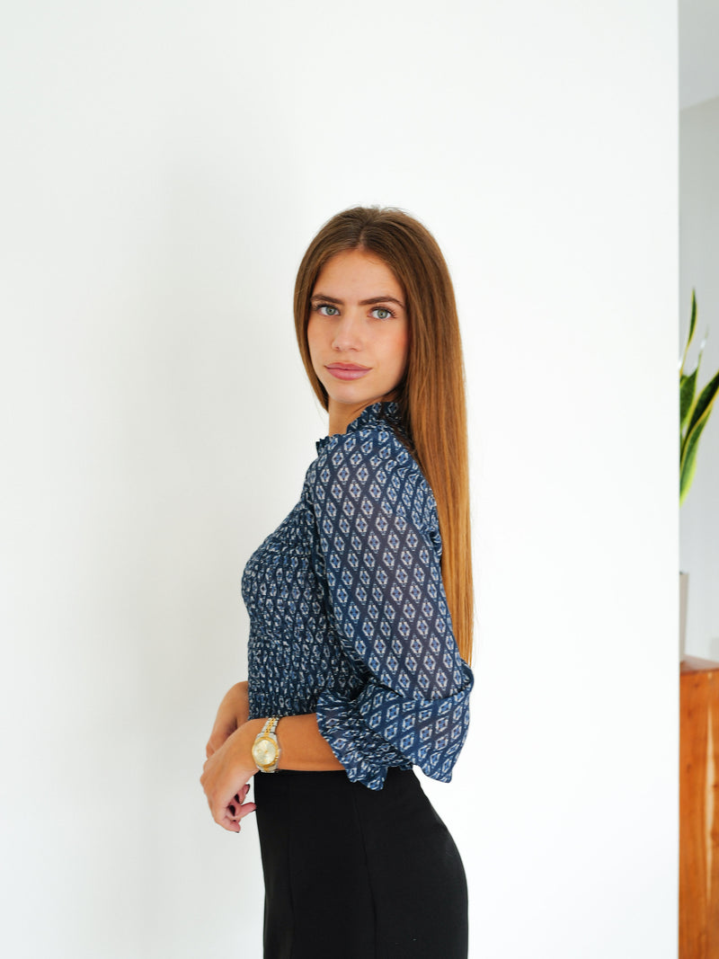 Blusa nido estampado azul