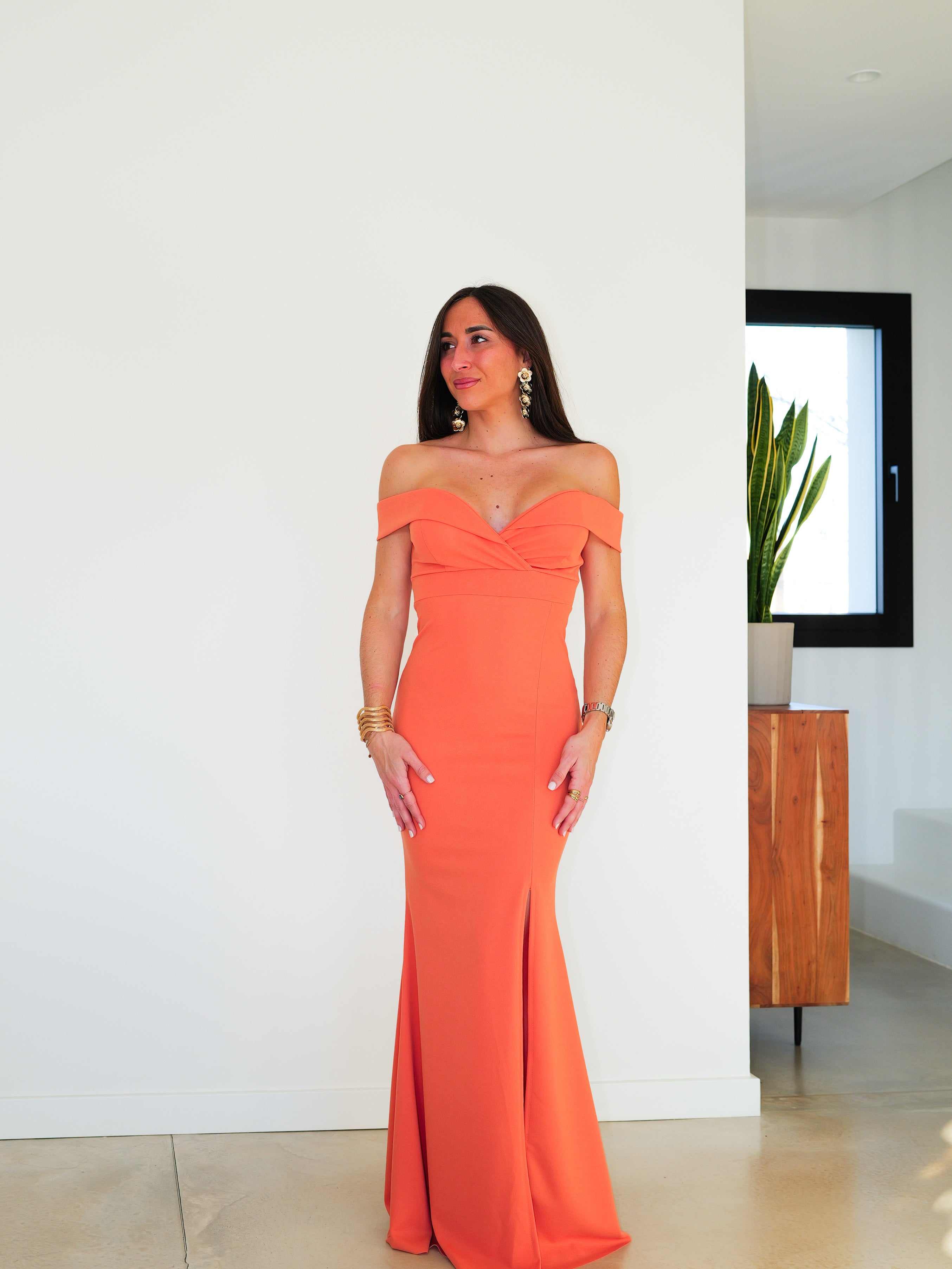 Salmon mermaid boat dress