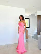 Corset dress pink draped bands