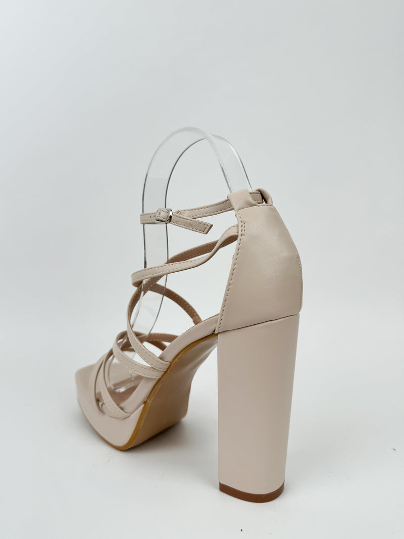 Nude interlaced heel sandal