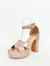 Nude patent leather platform sandal