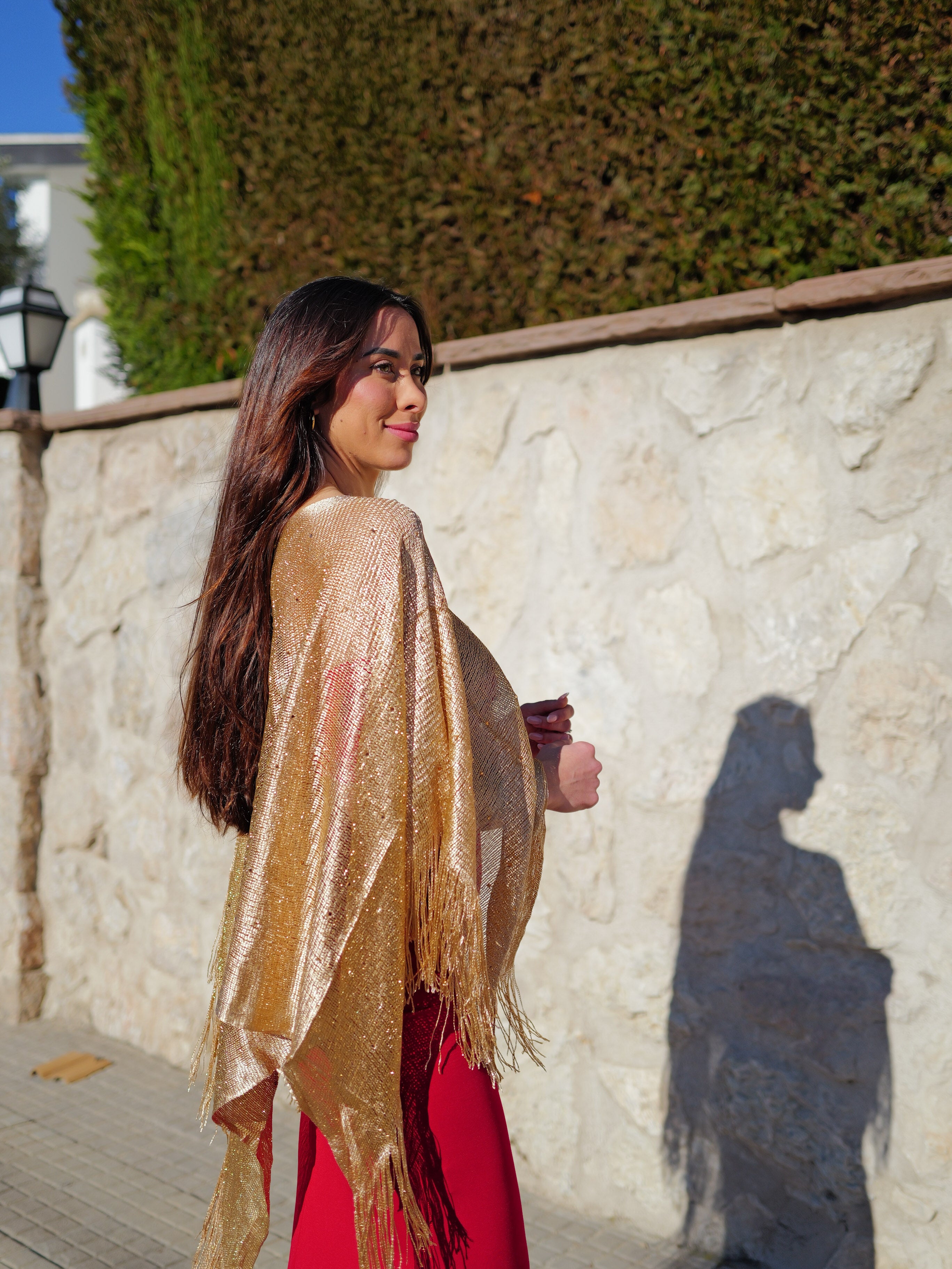 Metallic gold glitter shawl