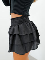 Mini ruffled ruffle skirt black