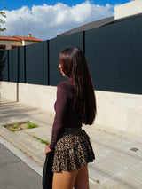 Mini skirt with brown animal ruffles