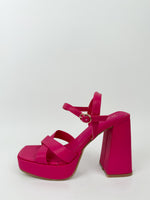 Fuchsia crossed platform sandal