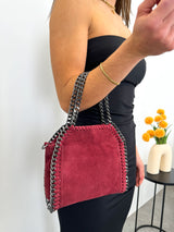 Burgundy suede pocket bag