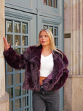 Eggplant lapel fur jacket